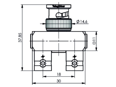 Dimensional drawing Telegaertner 100023601 BNC Y adapter 75 Ohm 