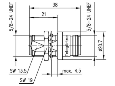 Mazeichnung Telegaertner J01024A0006 N Verbindungsstueck IP 68