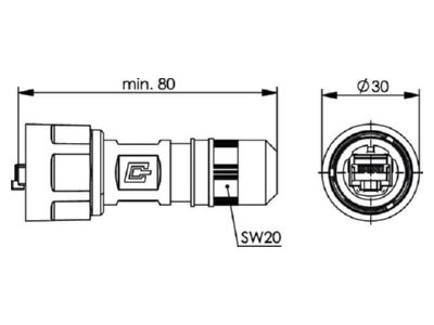 Mazeichnung Telegaertner J80026A0011 STX V1 RJ45 Steckerset feldkonfektioniert