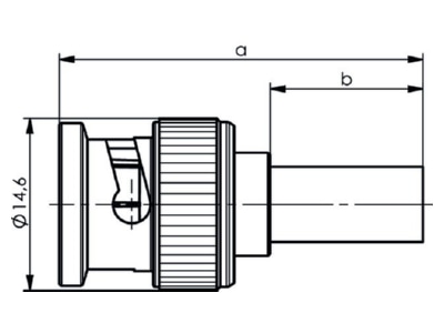 Dimensional drawing Telegaertner J01000A0049 BNC plug connector