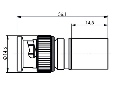 Dimensional drawing Telegaertner J01000A0060 BNC plug connector