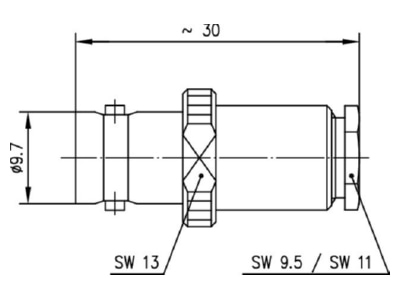 Dimensional drawing Telegaertner J01003A0014 BNC jack connector