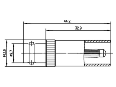 Dimensional drawing Telegaertner J01008A0802 BNC straight plug bus coupler