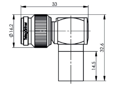 Dimensional drawing Telegaertner J01010A0066 TNC plug connector