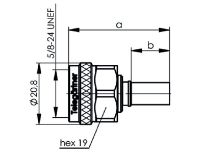 Mazeichnung Telegaertner J01020A0110 N Kabelstecker cr cr RG214 U A10