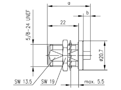 Dimensional drawing Telegaertner J01021A0151 N jack connector