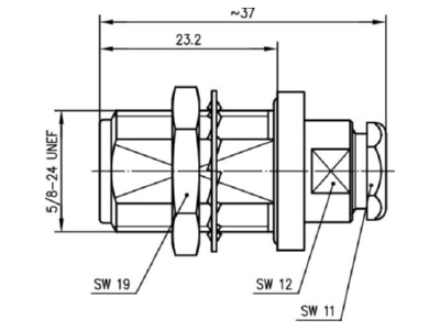 Mazeichnung Telegaertner J01021H0087 N Kabeleinbaubuchse 50Ohm TA  G11 RG405 U 