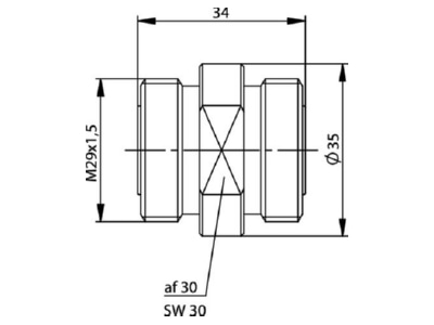 Mazeichnung Telegaertner J01123B0001 7 16 Kupplung 50 Ohm  f f 