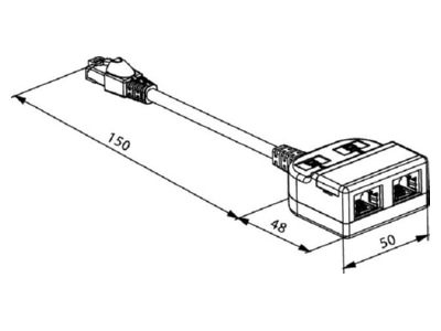 Dimensional drawing Telegaertner J00029A0011 Adapter RJ45 8 8    2x RJ45 8 8