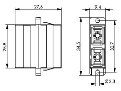 Mazeichnung Telegaertner J08081A0002 T SC Duplex Kuppl MM SM Einschn o Schr mont