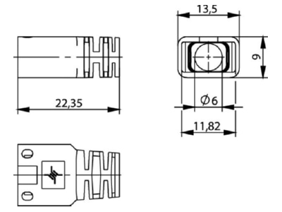 Dimensional drawing Telegaertner B00081A0031 Cable bending restrictor