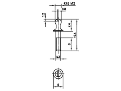 Mazeichnung 1 Telegaertner A16010A0923 Fuehrungsstift f Gehaeuse DIN 41618