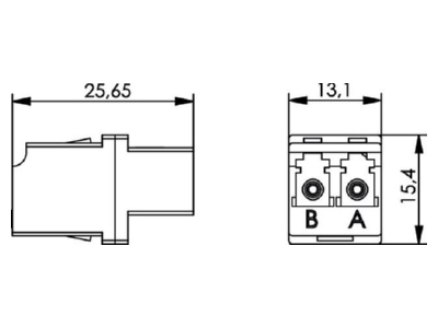 Mazeichnung Telegaertner J08071A0000 Durchfuehrungskupplung LC Duplex MM SM