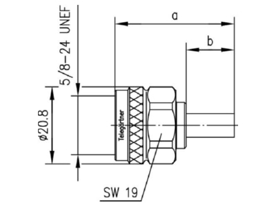 Mazeichnung Telegaertner J01020A0108 N Kabelstecker cr crRG58