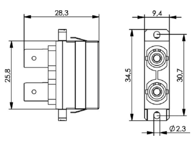 Mazeichnung Telegaertner J08082A0010 ST SC Duplex Adapt  MM Phosphorbronzehuelse