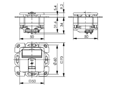 Mazeichnung Telegaertner J00020A0505 AMJ45 8 Up 50 Cat 6A alpinweiss