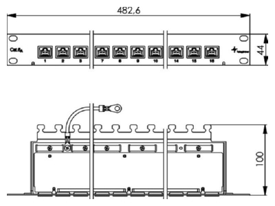 Mazeichnung Telegaertner J02022A0050 PatchPanel MPP16 HS Cat 6A RAL7035