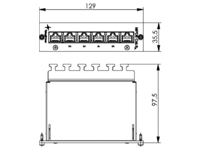 Mazeichnung Telegaertner J02021A0054 Mini Verteiler Cat 6A MPD6 HS K 3HE 8TE