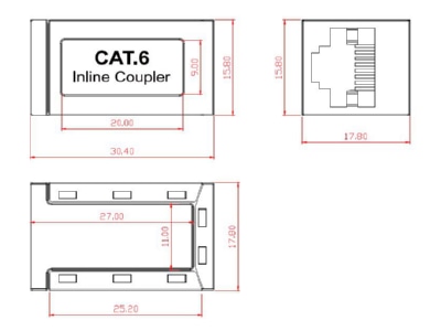 Ma�zeichnung EFB Elektronik 37489 1 Modular Kupplung 1 1 RJ45 Cat 6 geschirmt