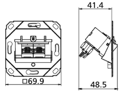 Ma�zeichnung Metz TN C6Amod 2UP0 270 Anschlussdose C6Amodul UP0 2Port 270 UP0