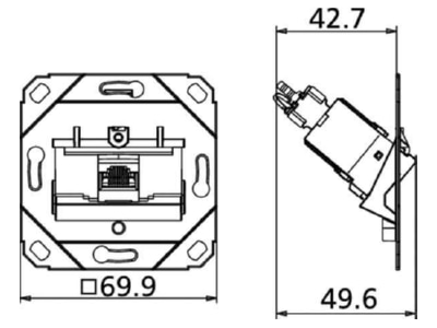 Mazeichnung Metz TN C6Amod 1UP0 180 Anschlussdose C6Amodul UP0 1Port 180 UP0