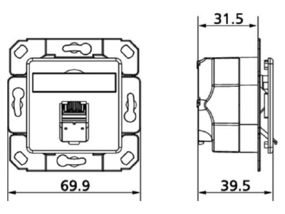 Ma�zeichnung Metz TN EDATC6A 1UPk rws Anschlussdose C6A Upk 1xRJ45 Upk rws