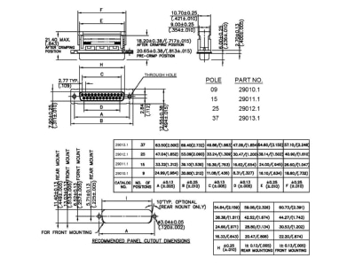 Ma�zeichnung EFB Elektronik 29010 1 D Sub Buchse Schneid Klemm EDFF 09 LPIII Z