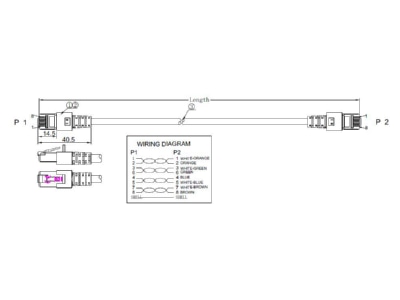 Ma�zeichnung 2 EFB Elektronik EC5000 0 15mgrSF UTP Patchkabel Cat 5e 2xRJ45 mit SF UTP