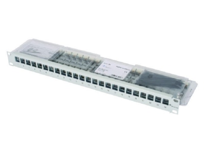 Product image Telegaertner J02023A0039 19 inch module carrier 1U gray including 24xAMJ S Cat6A 
