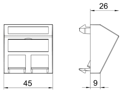 Dimensional drawing 1 OBO DTS 2RM AL1 Basic element with central cover plate
