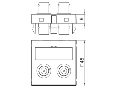 Dimensional drawing 2 OBO MTG 2BC F RW1 Basic element with central cover plate