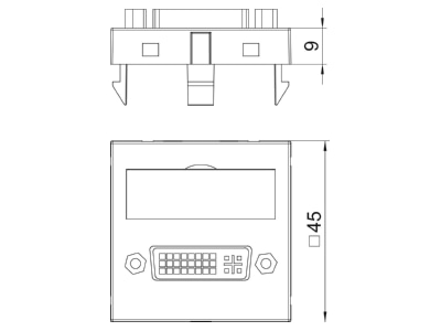 Dimensional drawing 1 OBO MTG DVI F RW1 Basic element with central cover plate
