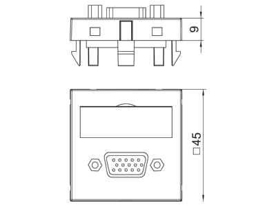 Dimensional drawing 2 OBO MTG VGA S RW1 Cover plate