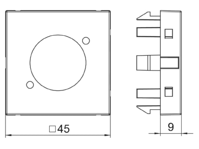 Dimensional drawing 1 OBO MTG X O SWGR1 Basic element with central cover plate
