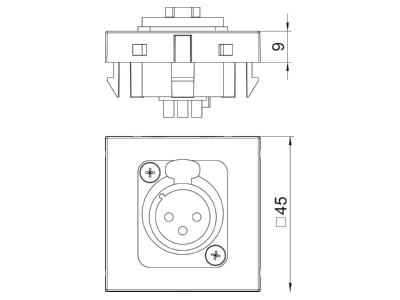 Dimensional drawing 2 OBO MTG X3F L SWGR1 Basic element with central cover plate