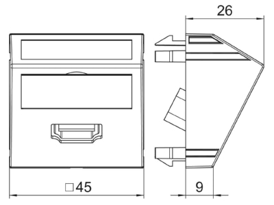 Dimensional drawing 1 OBO MTS HD F AL1 Basic element with central cover plate
