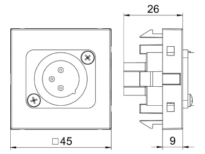 Dimensional drawing 2 OBO MTG X3M S RW1 Basic element with central cover plate