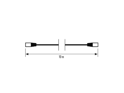 Dimensional drawing ESYLUX CABLE RJ45 10m BL Connecting cable for luminaires