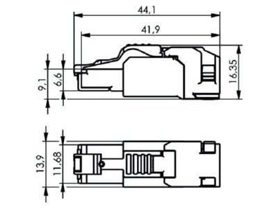 Mazeichnung 1 Telegaertner 100039916 Steckverbinder RJ45 MFP8 SL T568B C6A