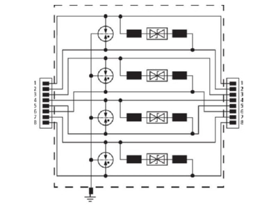 Circuit diagram 1 Dehn DPA M CAT6 RJ45S 48 RJ45 8 8  Patch cord Cat 6 3m
