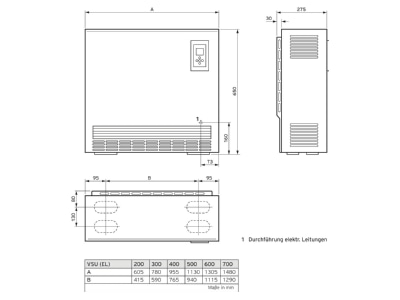 Mazeichnung Vaillant VSU 500 5 Elektro Speicherheizgeraet