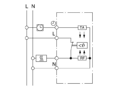 Circuit diagram Eberle UTE 1001 RAL9010 G50 Room clock thermostat 5   30 C
