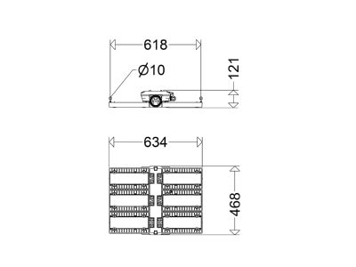 Dimensional drawing Schuch e8825 6 L240T H55 Explosion proof luminaire fixed mounting