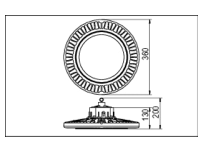 Mazeichnung Ridi Leuchten LUNARO360DA  0336965 LED Hallenstrahler 840 LUNARO360DA 0336965