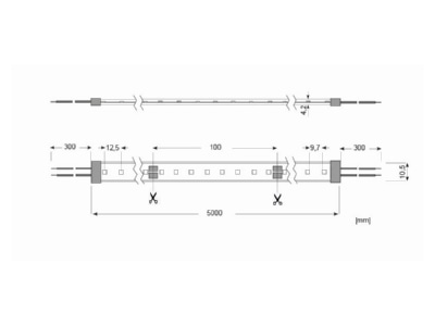 Dimensional drawing Radium RSTA3655 Light ribbon  hose  strip 24V white