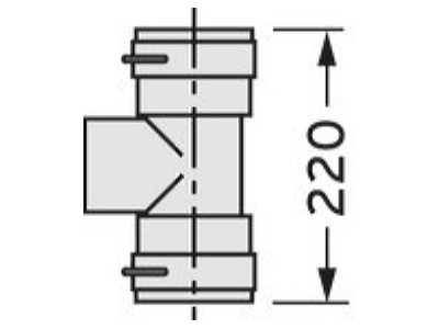Dimensional drawing Vaillant 0020016408 Single walled flue gas attachment  3