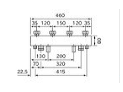 Ma�zeichnung Vaillant 0020042429 Verteilerbalken fuer 2 Rohrgruppen