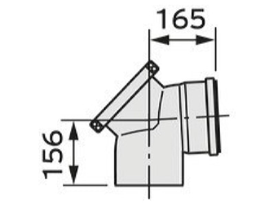 Ma�zeichnung Vaillant 0020095554 Bogen 87 Grad DN160 PP