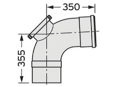 Ma�zeichnung Vaillant 0020095555 Bogen 90 Grad DN200 PP