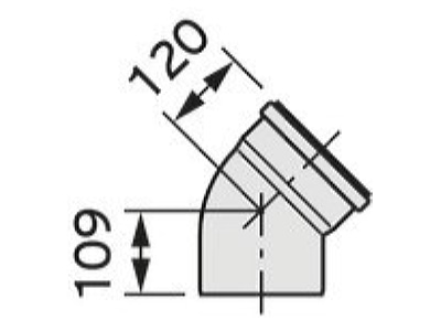 Dimensional drawing Vaillant 0020095556 Single walled flue gas attachment  2